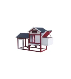 Recinzione X Animali-Habrita Casetta pollaio per galline in legno "po 1562" rosso e bianco 152x62x92 cm