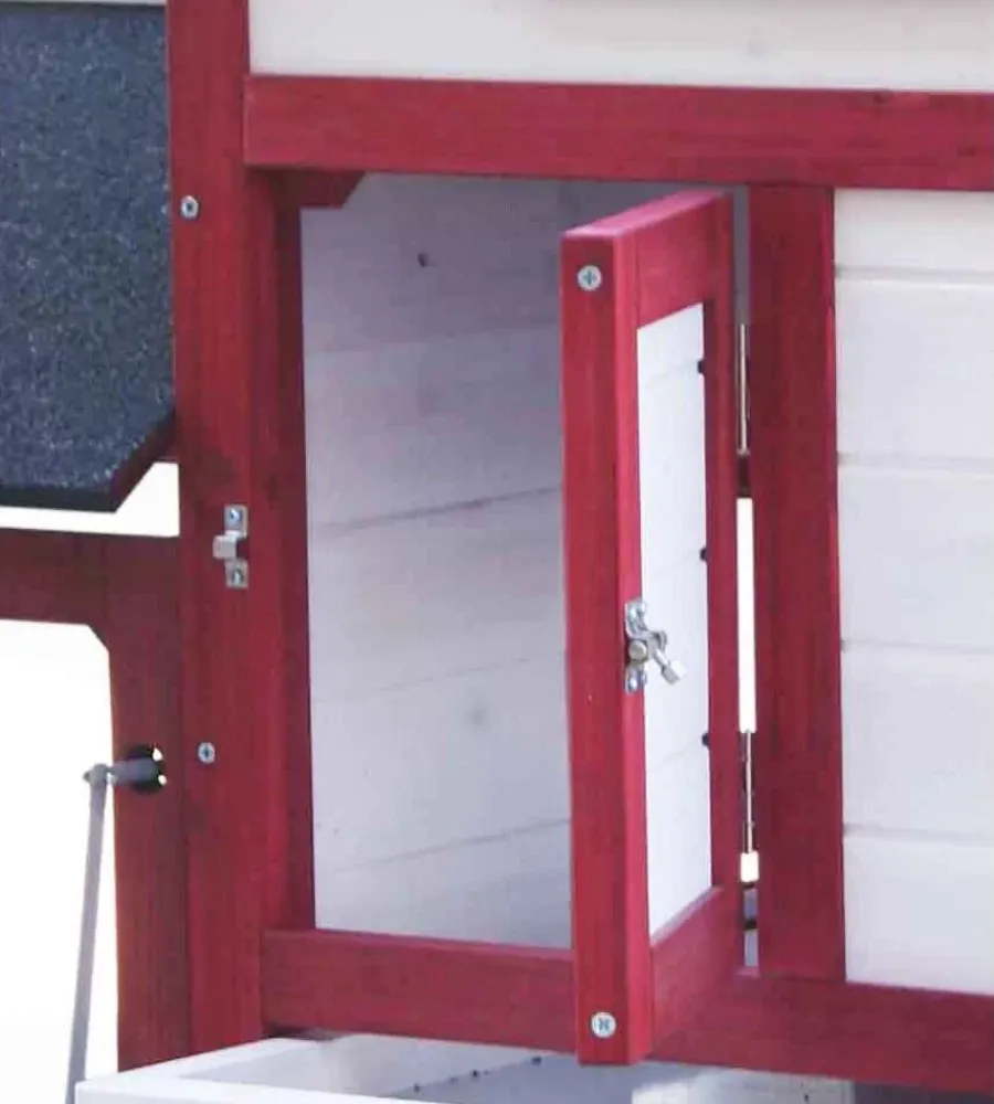 Recinzione X Animali-Habrita Casetta pollaio per galline in legno "po 1562" rosso e bianco 152x62x92 cm