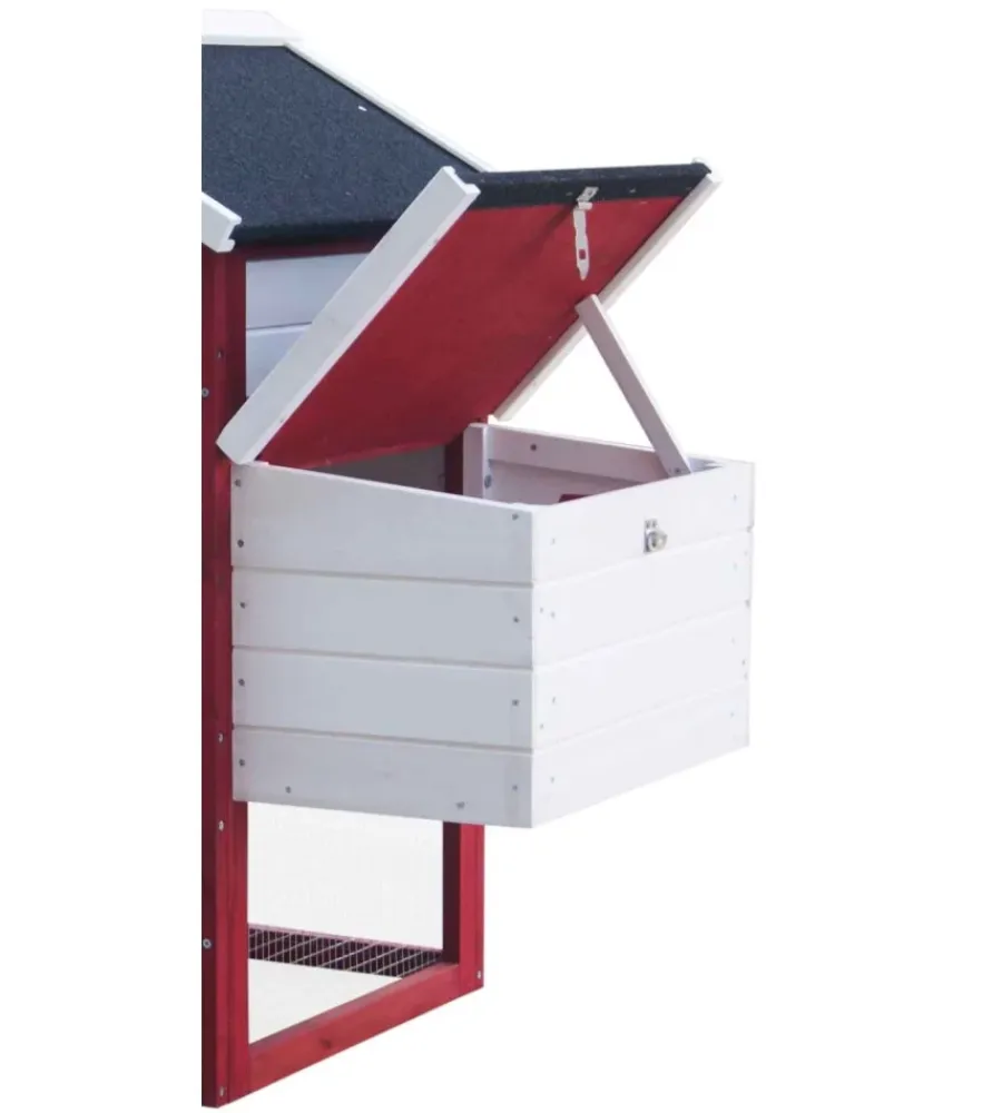 Recinzione X Animali-Habrita Casetta pollaio per galline in legno "po 1562" rosso e bianco 152x62x92 cm