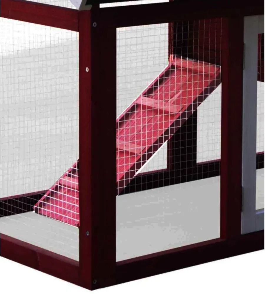 Recinzione X Animali-Habrita Casetta pollaio per galline in legno "po 1562" rosso e bianco 152x62x92 cm
