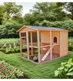 New Casetta pollaio per galline in legno "po 1624" 175x268x204 cm Recinzione X Animali