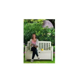Mobili Da Giardino E Accessori-Keter Cassapanca "patio storage bench" in resina bianco, 132x61,2x89 cm