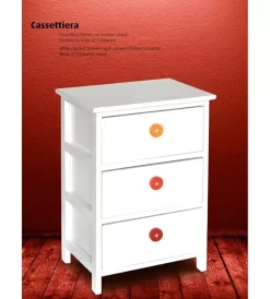 Cassettiere- Cassettiera 3 cassetti con bottini in legno armonia 40x29x58 cm