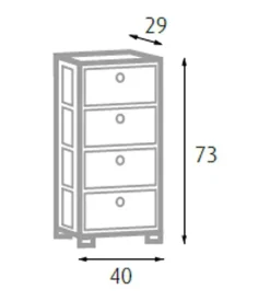 New Cassettiera 4 cassetti con bottini in legno armonia 40x29x73 cm Cassettiere