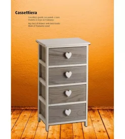 Online Cassettiera 4 cassetti in legno di paulownia bianca e grigia armonia 40x29x73 cm Cassettiere