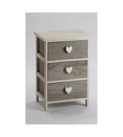 Online Cassettiera 3 cassetti in legno di paulownia bianca e grigia armonia 40x29x58 cm Cassettiere