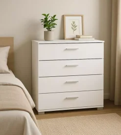 Letti E Comodini|Cassettiera 4 cassetti "izzy" bianco opaco 79,7x41,9x82,6 cm