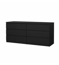 Letti E Comodini- Cassettiera 6 cassetti "naia" nero opaco 153,8x50x70,1 cm
