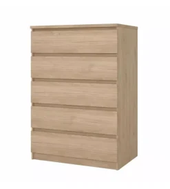 New Cassettiera 5 cassetti "naia" legno 77x50x111,3 cm Letti E Comodini