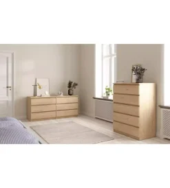 New Cassettiera 5 cassetti "naia" legno 77x50x111,3 cm Letti E Comodini