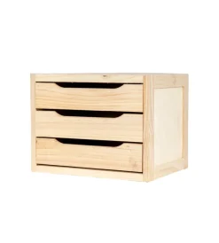 Complementi In Legno- Cassettiera 3 cassetti "natura" in pino massello 30x39x29,5 cm