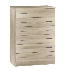 Best Cassettiera 6 cassetti olmo chiaro, 77x47x107 cm Cassettiere