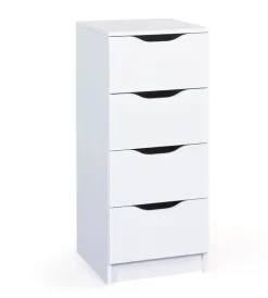 Cassettiera bianca 4 cassetti, 41x40x92 cm Cassettiere