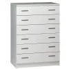 Sarmog Cassettiere|Cassettiera bianca con 6 cassetti, 77x107x47 cm