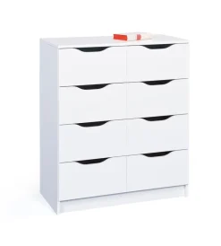 Cassettiere- Cassettiera bianca con 8 cassetti, 80x40x91 cm
