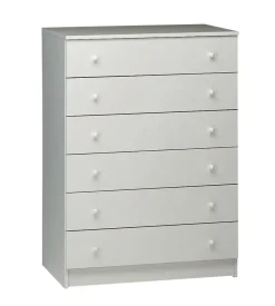 Sarmog Cassettiere|Cassettiera bianca con 6 cassetti 77x47x107 cm