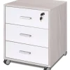 New Cassettiera per scrivania 3 cassetti olmo ante bianco fiammato - l.50 x h.70 x p.41 cm. Scrivanie E Cassettiere