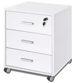 Scrivanie E Cassettiere-Sarmog Cassettiera per scrivania 3 cassetti bianco fiammato, 50x41x70 cm