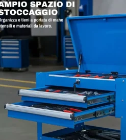 Officina E Garage-Easy System Cassettiera porta attrezzi con ruote 76x44x76 cm