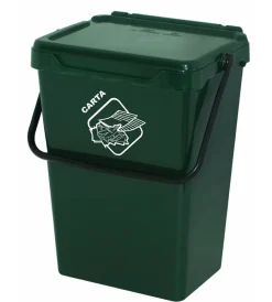 Ordine E Sistemazione-ART PLAST Cassonetto in plastica con coperchio per raccolta differenziata - verde da 35 litri.