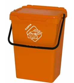 Raccolta Differenziata-ART PLAST Cassonetto in plastica gialla con coperchio per raccolta differenziata, 35 lt