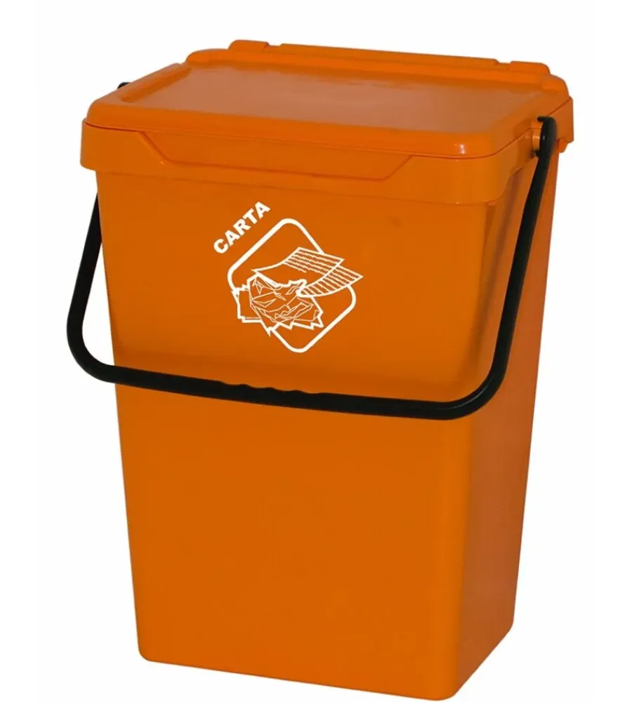 Raccolta Differenziata-ART PLAST Cassonetto in plastica gialla con coperchio per raccolta differenziata, 35 lt
