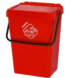 ART PLAST Raccolta Differenziata|Cassonetto in plastica rossa con coperchio per raccolta differenziata, 35 lt