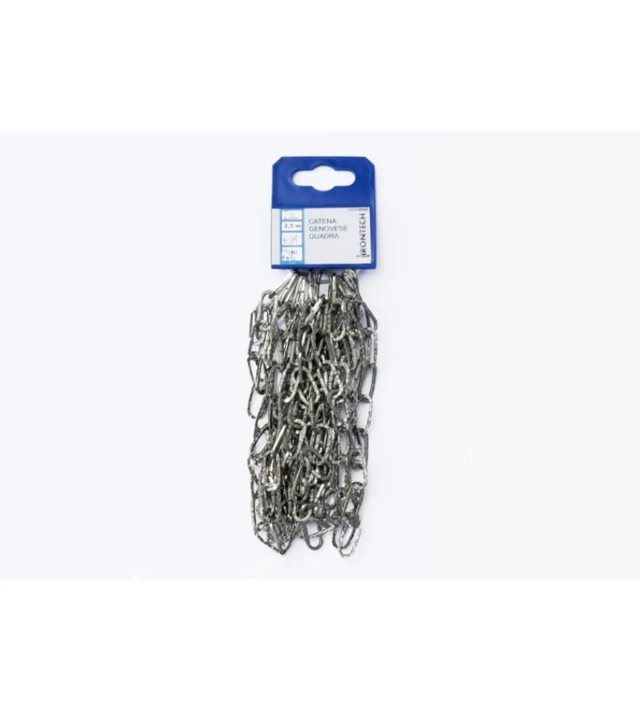 Outlet Catena genovese pretagliata maglia quadra ø 2 mm. in acciaio nichelato 2,5 mt. Sistemi Di Fissaggio