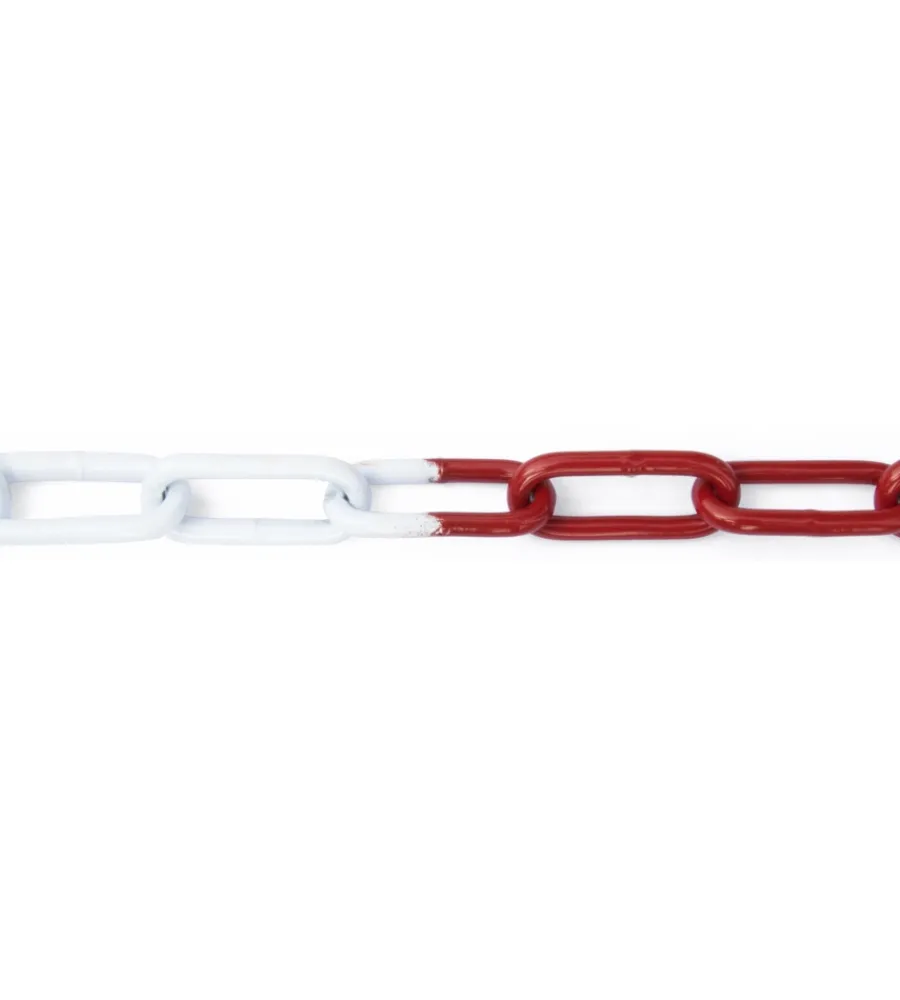 Sistemi Di Fissaggio- Catena genovese pretagliata maglia lunga saldata ø 5 mm. in acciaio bianco/rosso 5 mt.
