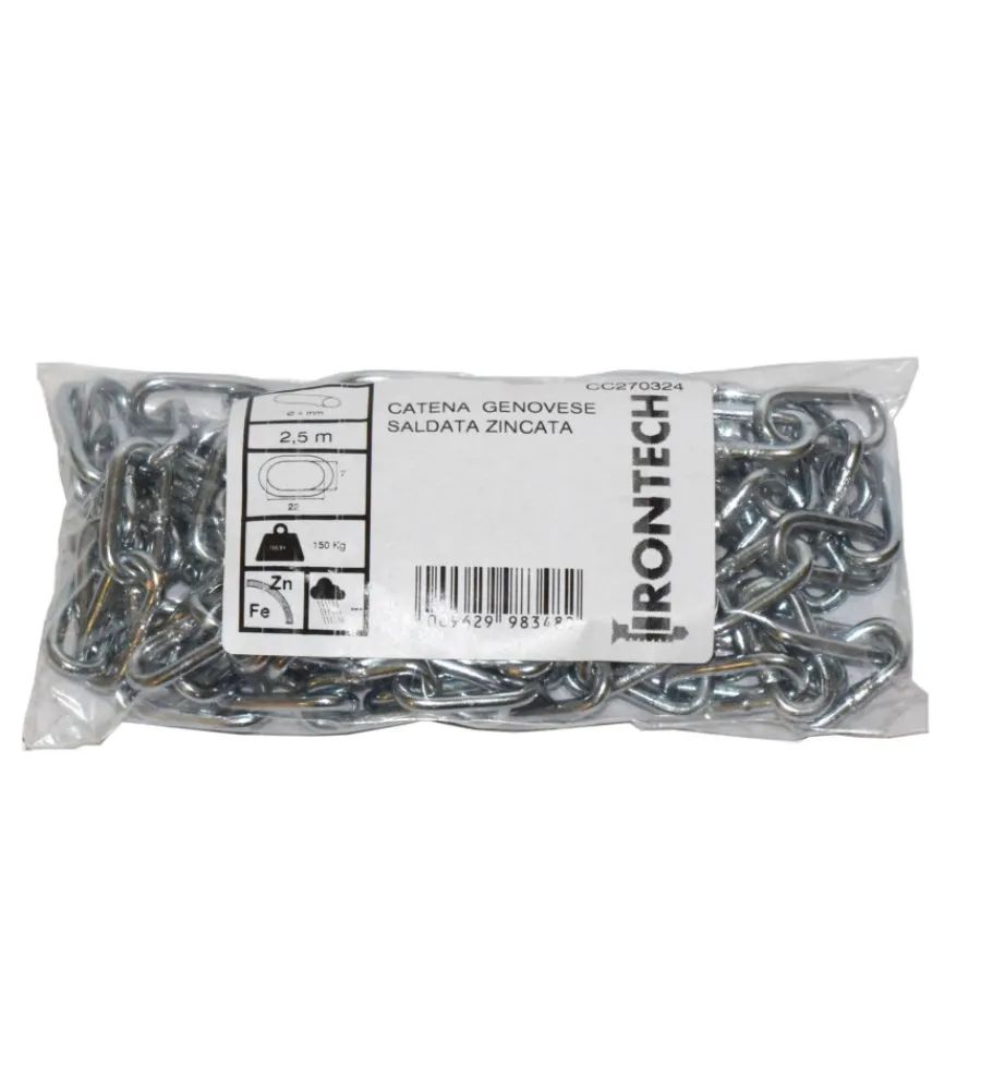 Outlet Catena genovese pretagliata ø 4 mm. in acciaio zincato 5 mt. Sistemi Di Fissaggio