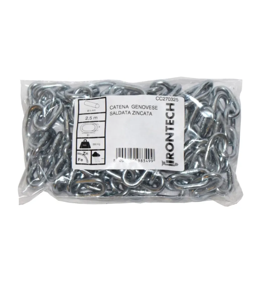 Sistemi Di Fissaggio- Catena genovese pretagliata ø 5 mm. in acciaio zincato 5 mt.