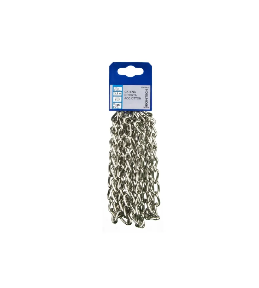 Discount Catena ritorta pretagliata ø 3 mm. in acciaio ottonato 2,5 mt. Sistemi Di Fissaggio