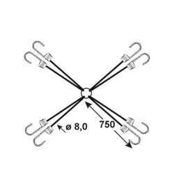 Clearance Cavo elastico a ragno ø 8 x 750 mm. in polipropilene con 8 ganci di ancoraggio plastificati Sistemi Di Fissaggio