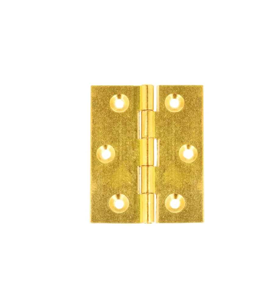 Ferramenta Per Mobili E Infissi- Cerniere fresate con spina fissa in ottone lucido 40 x 50 mm. 2 pz.