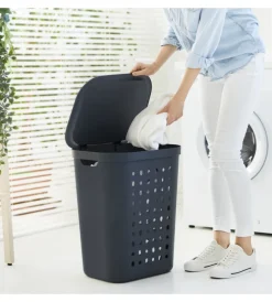 Accessori Bagno|Cesta portabiancheria "jona" colore blu da 55 litri