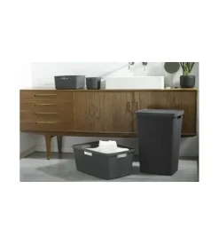 Hot Cesta portabiancheria "jute" nero - 59x39x26 cm Accessori Bagno