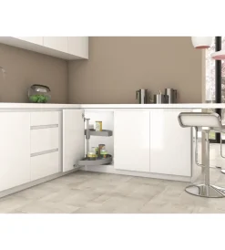 Accessori Cucina-Emuca Cestello girevole mezza luna grigio, per moduli 90 cm