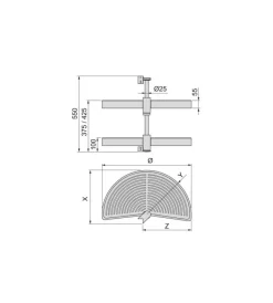 Accessori Cucina-Emuca Cestello girevole mezza luna grigio, per moduli 90 cm