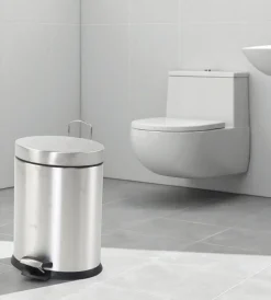 Accessori Bagno-Decor Bagno Cestino bagno ovale in acciaio grigio 5 litri