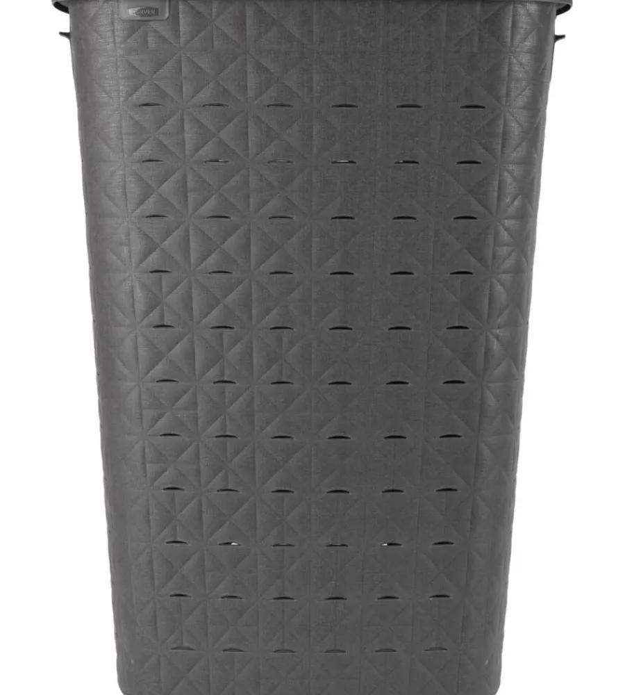Accessori Bagno-Keter Cesto portabiancheria "curver softex" antracite con coperchio, 56 litri