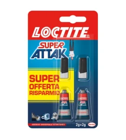 New Colla liquida trasparente "loctite super attak", 2+2 gr Colle