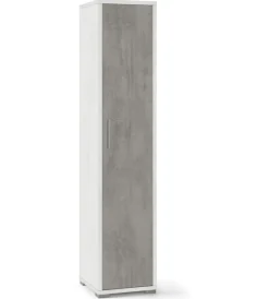Clearance Colonna 1 anta cemento e ossido bianco, 39x182x41 cm Mobili Multiuso