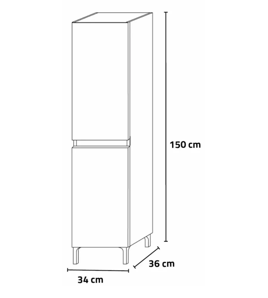 Mobiletti Multiuso- Colonna bagno a terra "lisbona" rovere bianco 34x36x150 cm