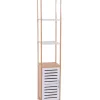 New Colonna multiuso con 3 ripiani e 1 anta bianco e legno, 30x30x156 cm Mobiletti Multiuso