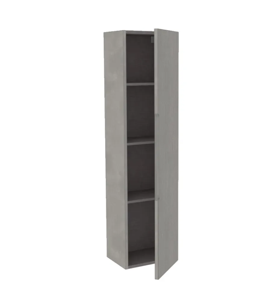 Decor Bagno Mobiletti Multiuso|Colonna pensile sospesa "canaletto" con 1 anta colore grigio caldo, 35x28x138 cm