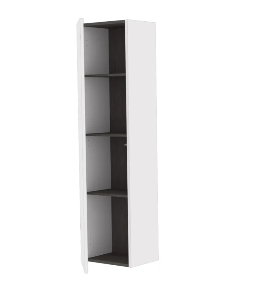 Sale Colonna pensile sospesa con 1 anta colore bianco neve, 35x28x138 cm Mobiletti Multiuso
