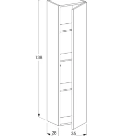 Sale Colonna pensile sospesa con 1 anta colore bianco neve, 35x28x138 cm Mobiletti Multiuso