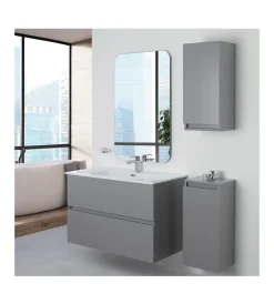 Mobiletti Multiuso|Colonna pensile sospesa "pastello" grigio, 30x25x69 cm