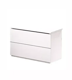 Letti E Comodini- Comodino 2 cassetti "giotto" bianco fiammato 49x38x41 cm