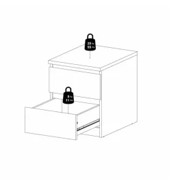 Letti E Comodini- Comodino 2 cassetti 